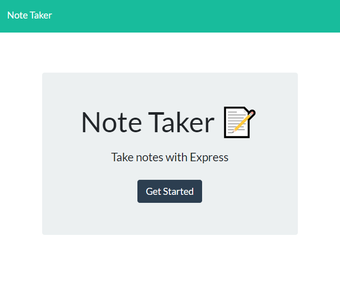 Image of Express and Node JS note taker application